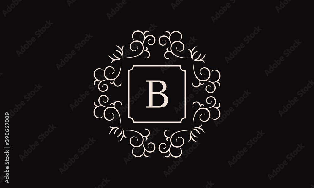 Luxurious logo with the letter B. Elegant ornament, monogram for the company's brand, hotel sign, emblem. Vector illustration. Luxurious logo with the letter B. Elegant ornament, monogram for the company's brand, hotel sign, emblem. Vector illustration.