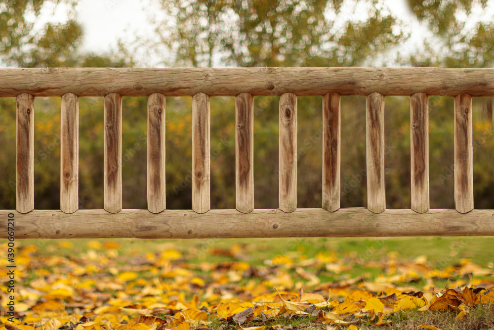 wooden fence with natural leaves background. Template for advertising, autumn colors wooden fence with natural leaves background. Template for advertising, autumn colors