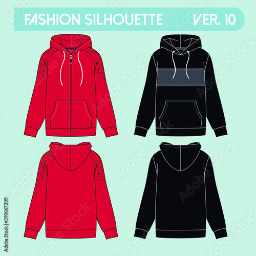 Illustration of silhouettes of sweatshirts with different variants for fashion either winter or summer