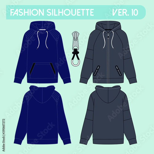 Illustration of silhouettes of sweatshirts with different variants for fashion either winter or summer