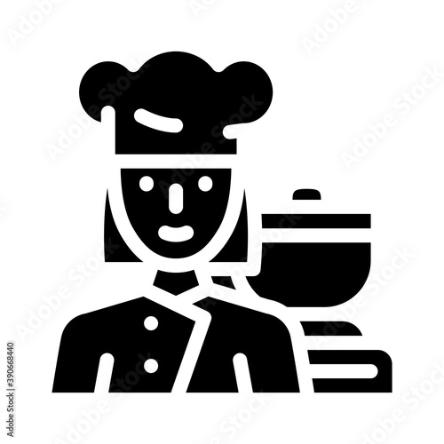 cook woman job glyph icon vector illustration
