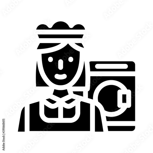 housekeeper woman job glyph icon vector illustration