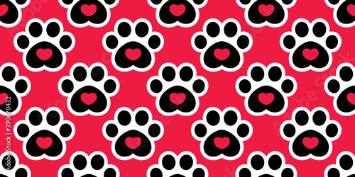 dog paw seamless pattern footprint cat french bulldog puppy vector pet cartoon repeat wallpaper tile background scarf isolated illustration doodle red design