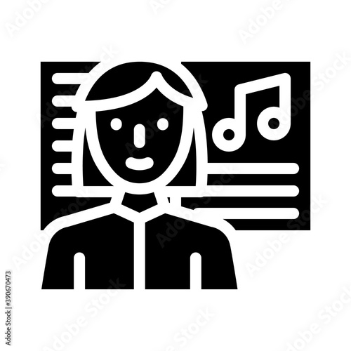 musician woman job glyph icon vector illustration