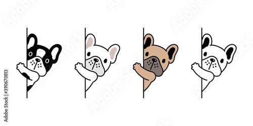 dog vector french bulldog icon hiding puppy pet character cartoon symbol scarf illustration doodle design