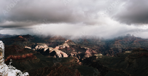 View from the top of Grand Canyon on a cloudy day