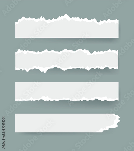 Vector Illustration Clip Art Scraps Papers. Set of Notebook Pieces. Torn Page Isolated Objects