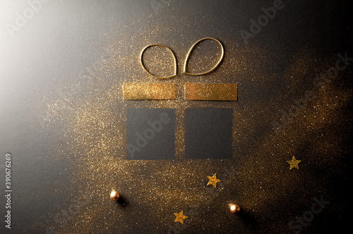 Gold glitter gift box