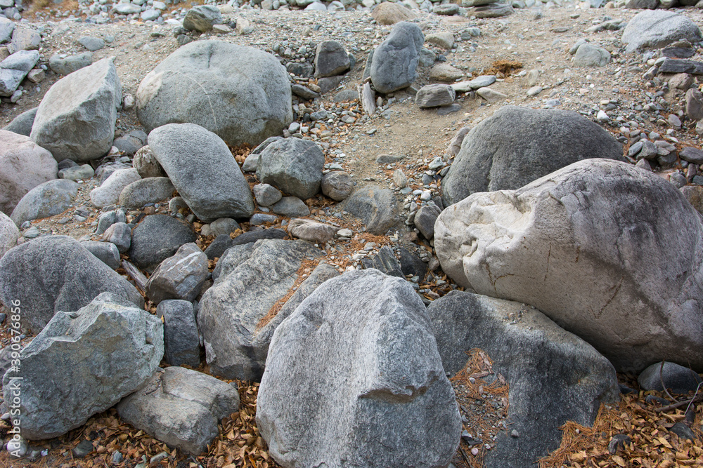 A pile of large stones top view. A pile of large stones top view.