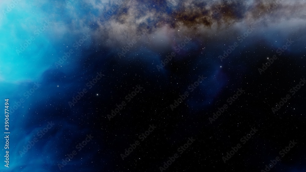 Fototapeta premium Bright galaxy nebula in cosmos 3d render
