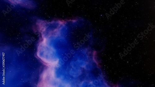 Bright galaxy nebula in cosmos 3d render © ANDREI