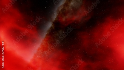 Bright galaxy nebula in cosmos 3d render