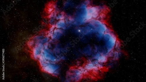 Bright galaxy nebula in cosmos 3d render