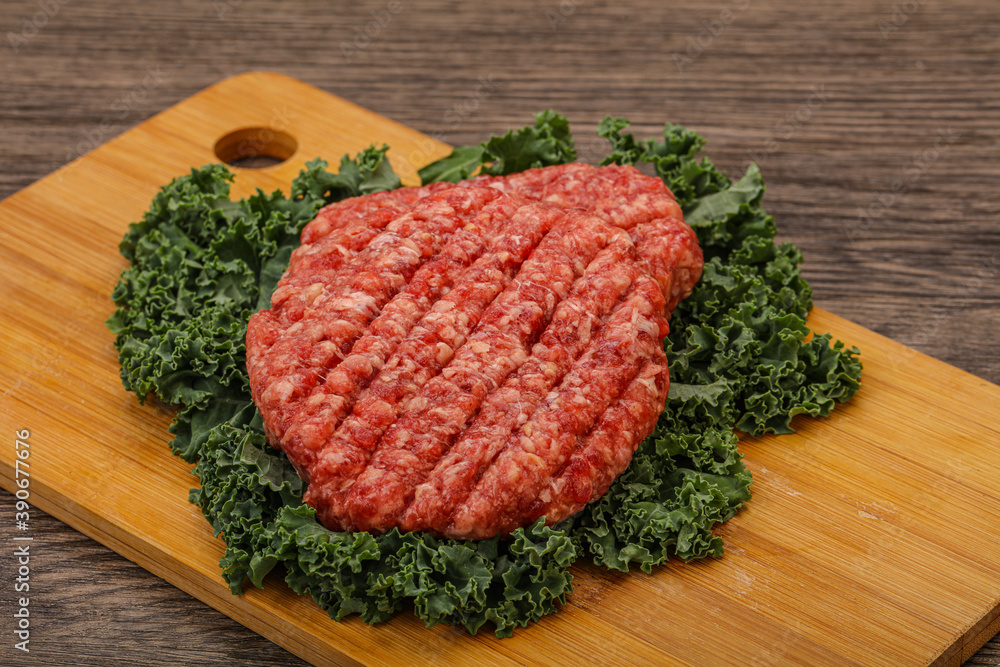Raw beef burger cutlet for cooking Raw beef burger cutlet for cooking