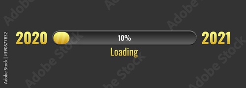 Wallpaper Mural 2021 HAPPY NEW YEAR.
Loading bar 10%  gold-colored, towards the turn of the year from 2020 to 2021
Vector Illustration Torontodigital.ca