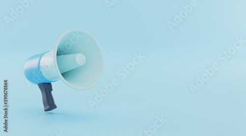 Megaphone with copy space 3d background. 3d rendering.