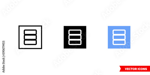 Placeholder thumbnail database icon of 3 types color, black and white, outline. Isolated vector sign symbol.