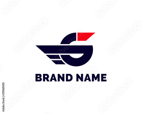 strong and clean letter G wings or speed effect logo template