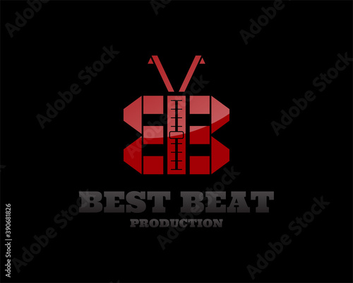 origamic butterfly mixer logo template with dummy text for dj, music producer, record label, or electronic dance music festival and event. editable vector.
