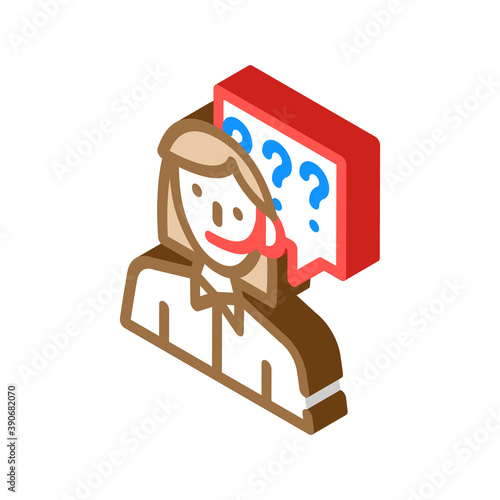 consultant, calling support woman job isometric icon vector illustration