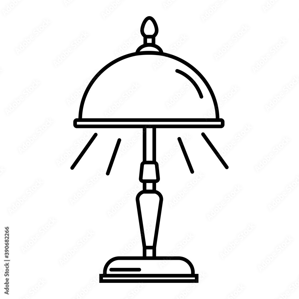 Icon of a table lamp in retro style isolated on a white background.