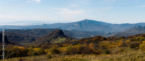 Mountain landscape panorama. Yellow foliage, autumn © Elena