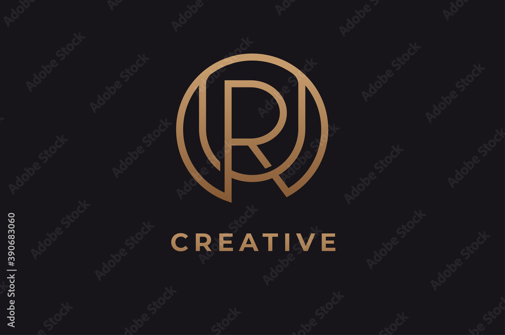 Fototapeta premium Abstract initial letter R and U logo,usable for branding and business logos, Flat Logo Design Template, vector illustration