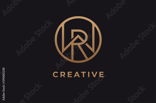 Abstract initial letter R and W logo,usable for branding and business logos, Flat Logo Design Template, vector illustration