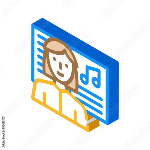 musician woman job isometric icon vector illustration