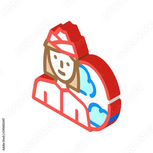 stewardess woman job isometric icon vector illustration