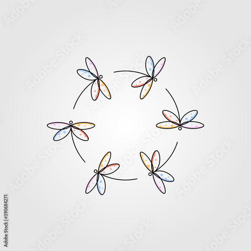 dragonfly cute circle symbol vector illustration design
