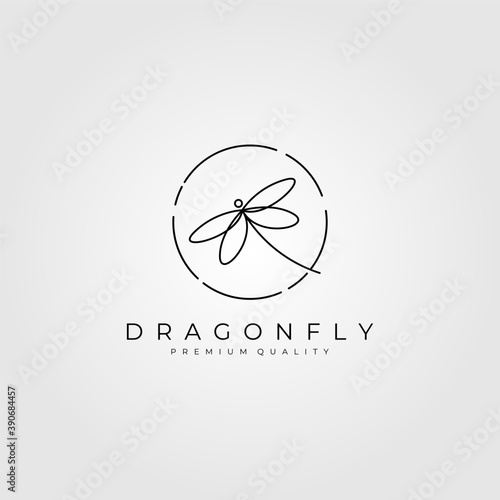 dragonflies logo outline vector illustration design