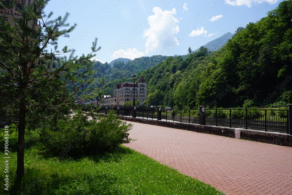 beautiful road. Rosa Khutor. Summer