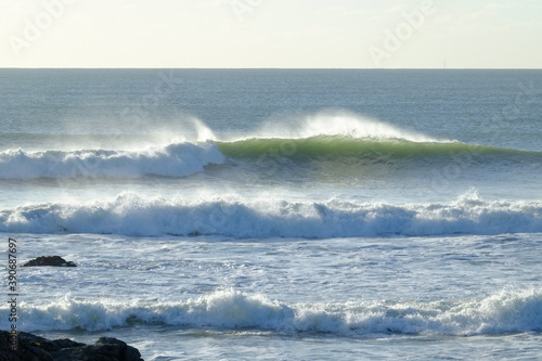 A big wave breaking in the west of France. 