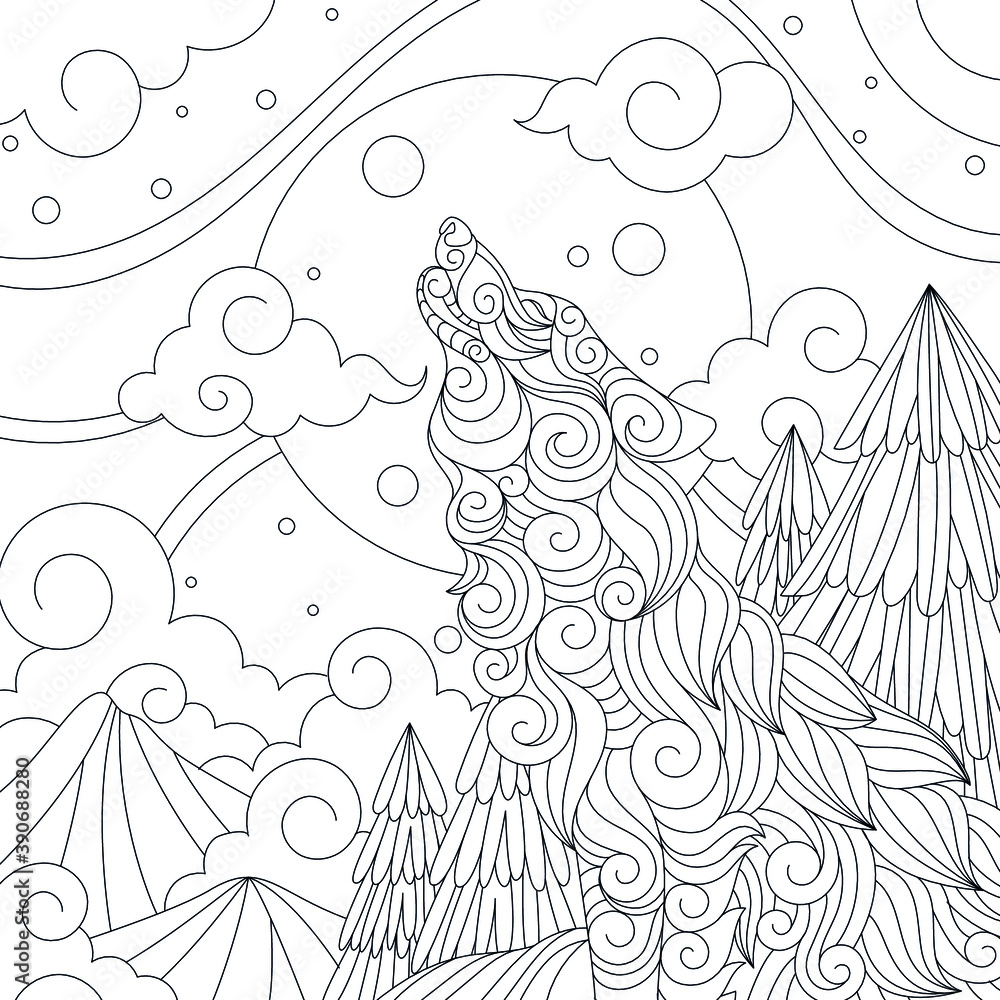 Wolf Adult Coloring Page