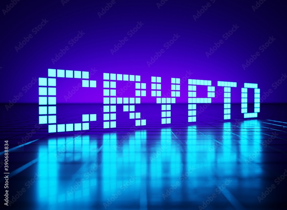 Crypto text word futuristic blue background Crypto text word futuristic blue background