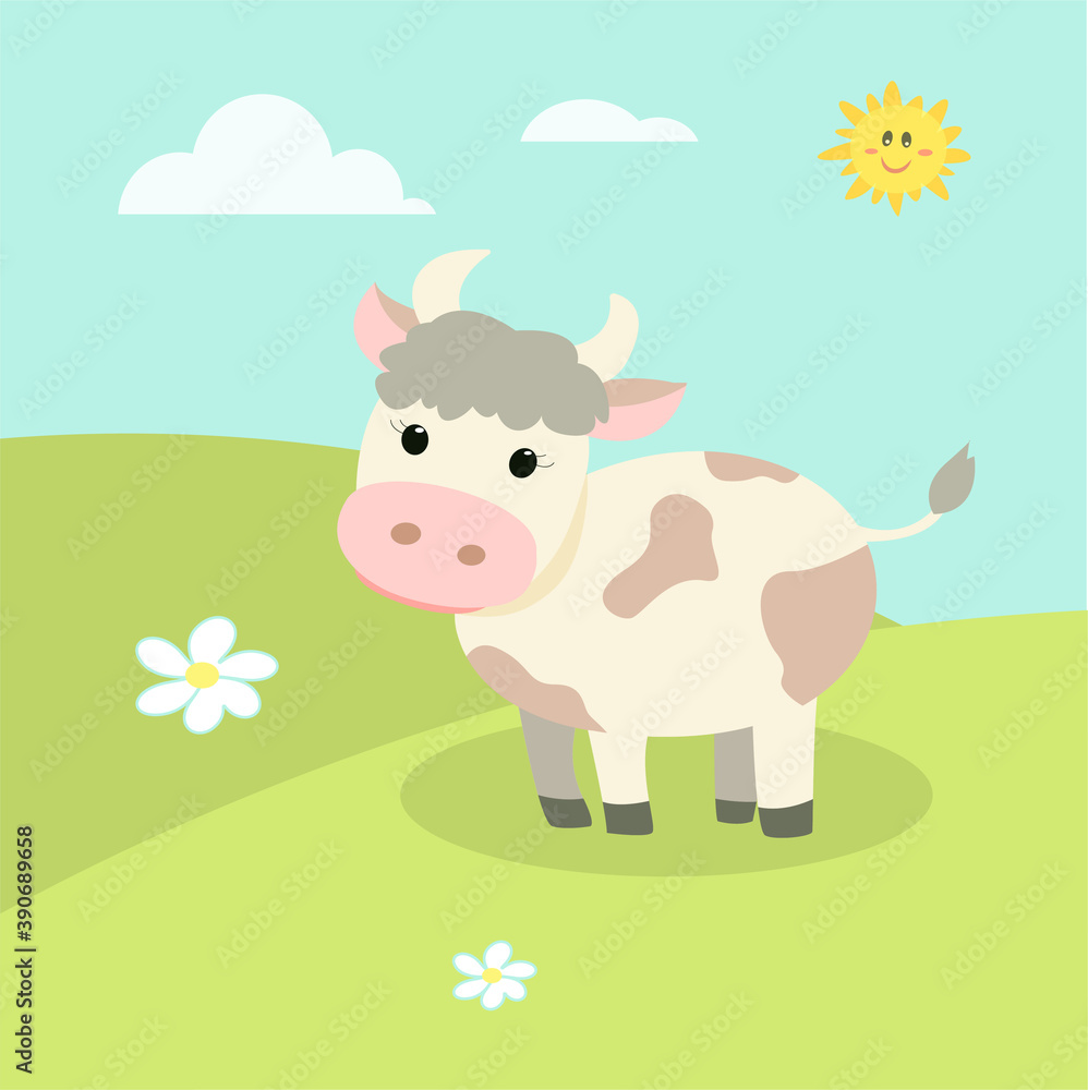cute farm animals, landscape with cartoon cow vector image
cute farm animals, landscape with cartoon cow vector image