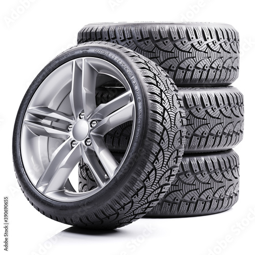 Group of car winter tires 3D photo