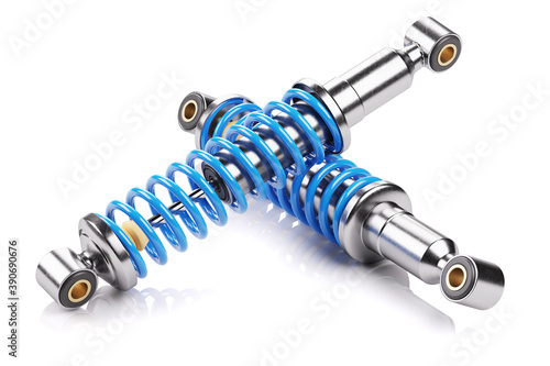 Fotografie Pair of blue shock absorbers with springs