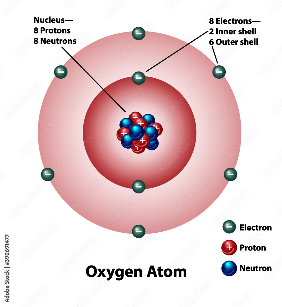 Oxygen Atom Model Of Oxygen With Protons Neutrons And Electrons | My ...