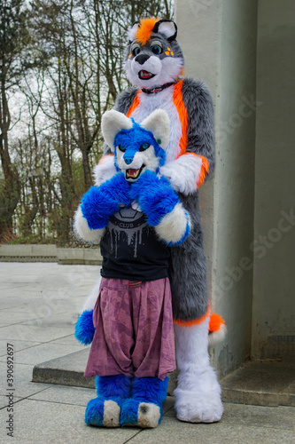 Volkspark Friedrichshain, Berlin, Germany - april 14, 2018: furry walk in Berlin