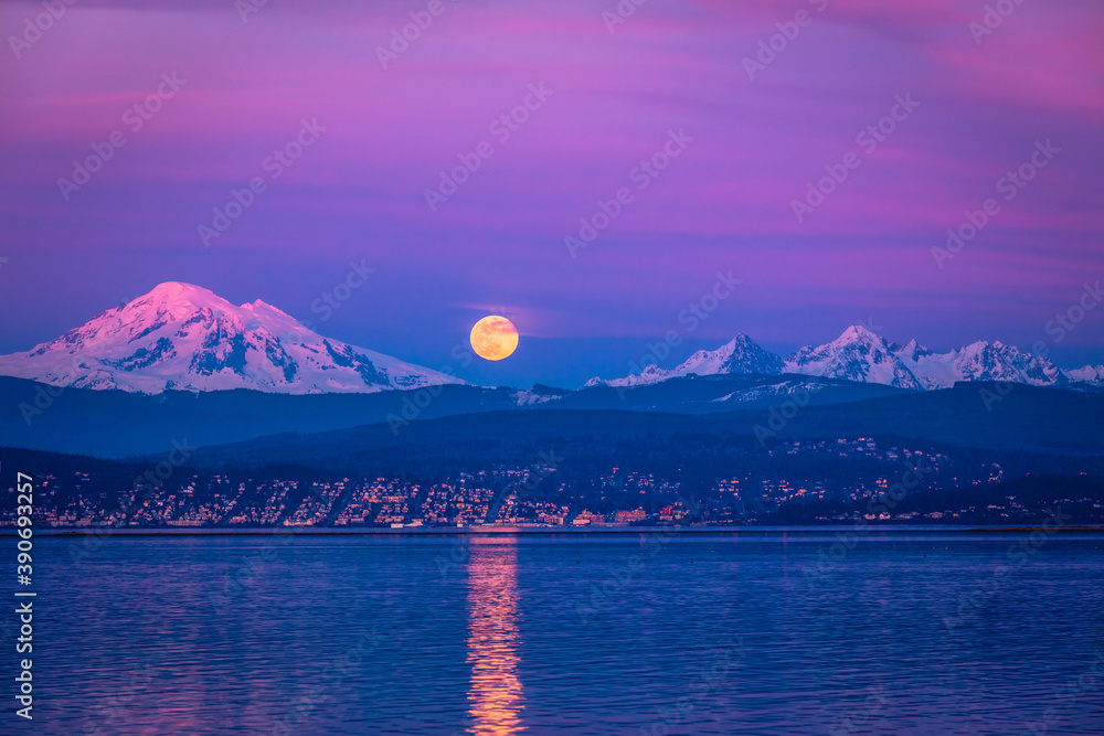 Full Moon over Mt. Baker