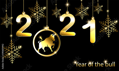 New year card in the year of the bull 2021