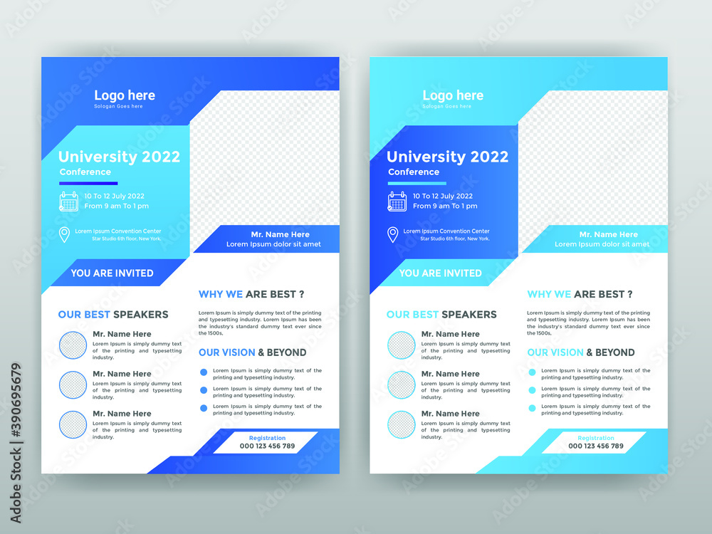 Modern Creative Corporate & Education Flyer Template vector design for Brochure, Annual Report, Magazine, Poster, Portfolio, Flyer, layout modern with blue color size A4, 