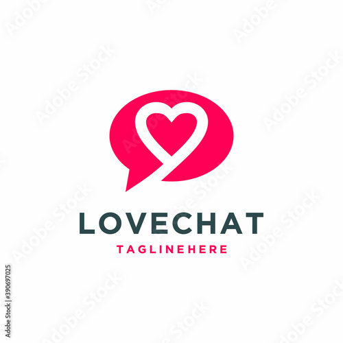 Love and chat logo. Dating app logo icon vector illustration