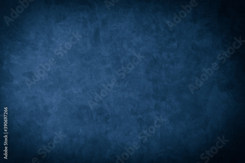 Beautiful Abstract Grunge Decorative Navy Blue Dark Stucco Wall Background. Art Rough Stylized Texture Banner With Space For Text