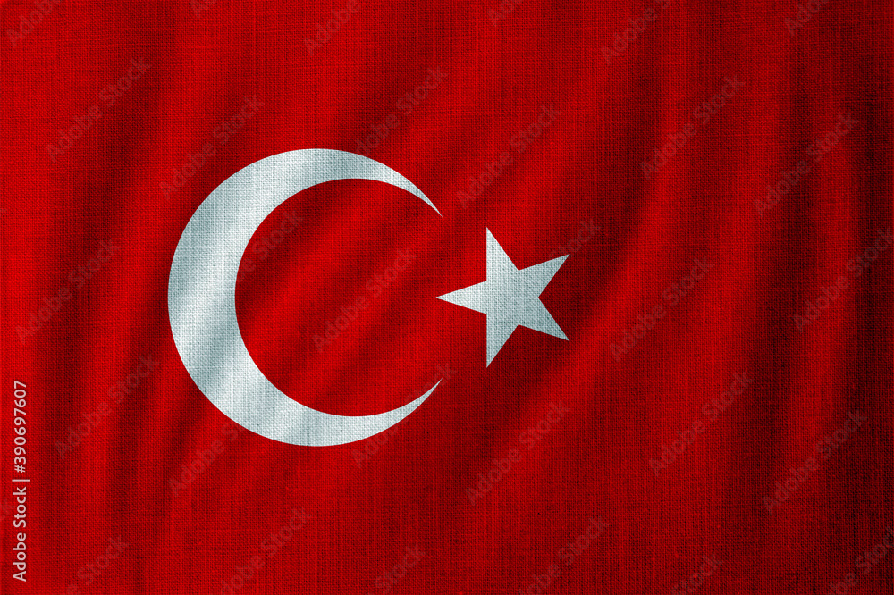 Turkey flag with textile texture
