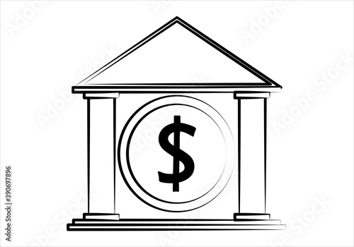 Icono de un banco en dolares.
