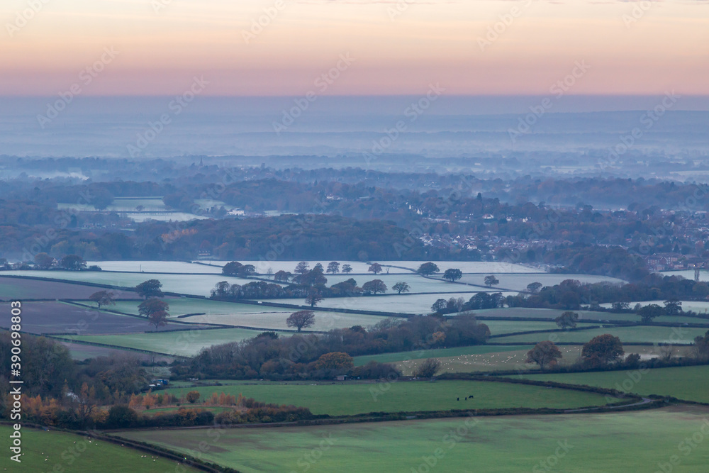 Sunrise on a Frosty Morning, at Ditchling Beacon along the South Downs Way
