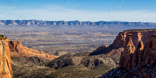 Fruita from Colorado National Monument - Monument Canyon at Colorado National Monument with Fruita Colorado in the background